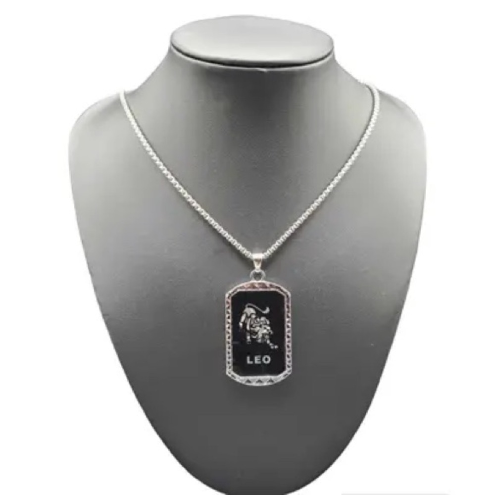Stainless steel Silver Leo Zodiac Pendant Necklace unisex